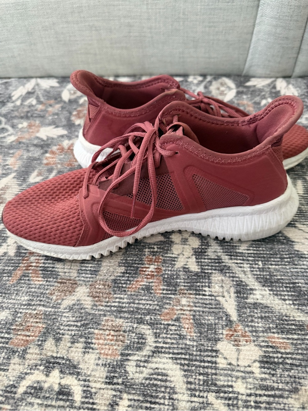 Reebok Women's Rose Red Athletic Sneakers with White Sole
